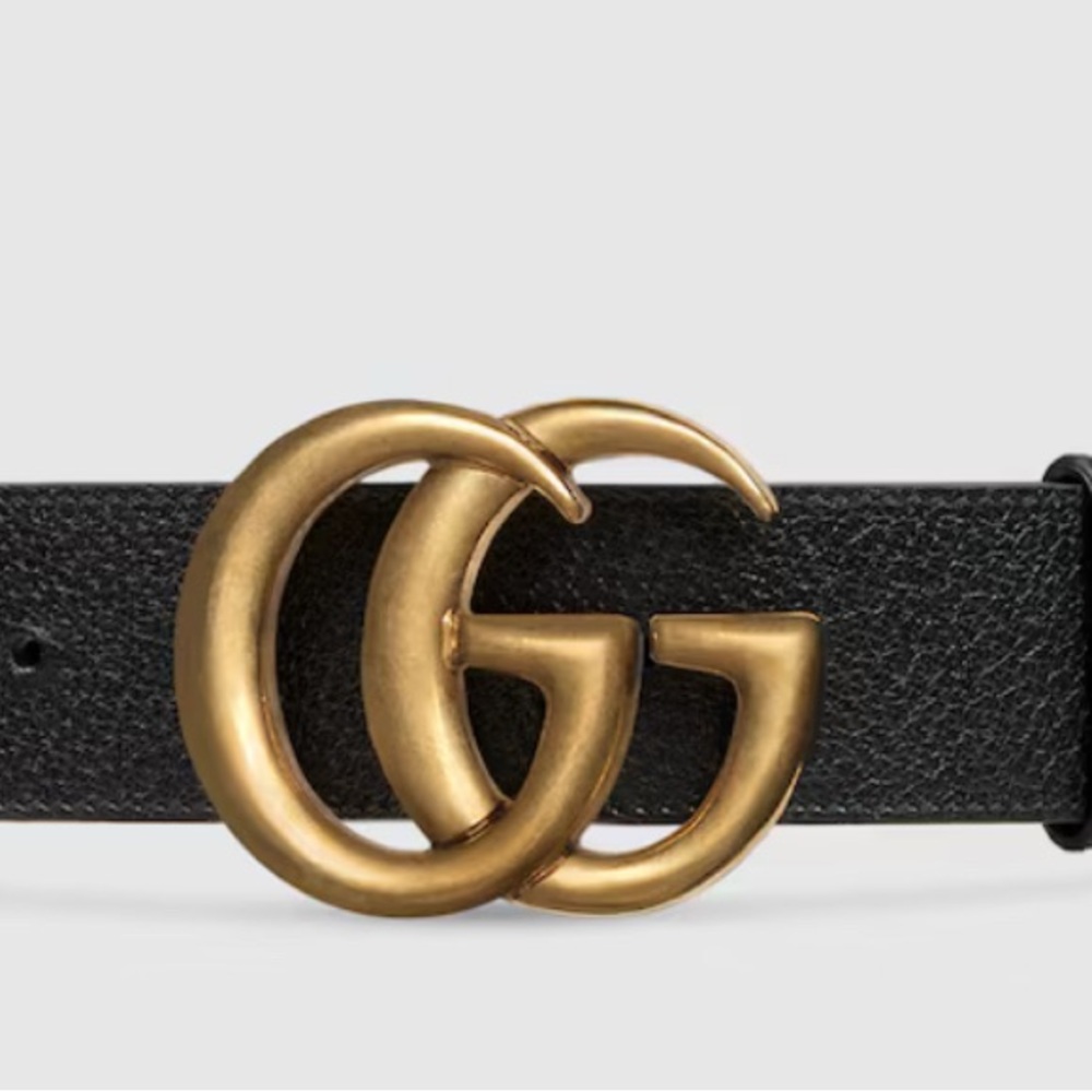 Gucci Marmont Wide Black Leather Belt with Gold Gucci Buckle size 90